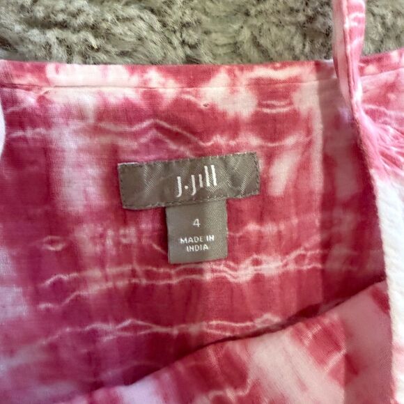 J. Jill Women's Tie-Dye Maxi Dress Size 4 Pink White Crinkle Boho Summer Sundres - Picture 3 of 8